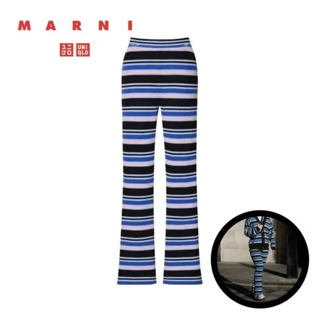 MARNI x Uniqlo Merino Blend Striped Flare Knitted Pants Size XS NWT